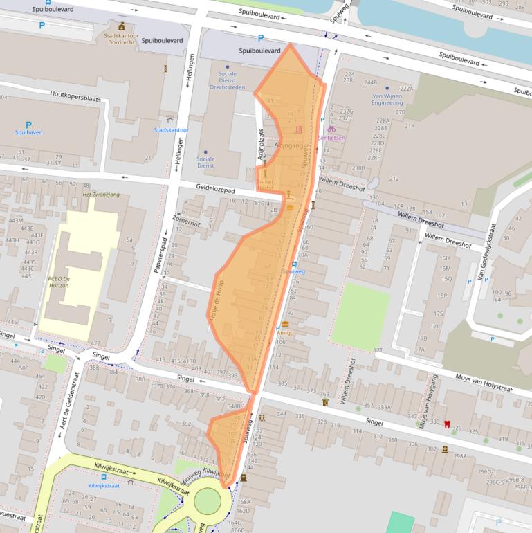 Kaart van postcodegebied 3311GT.