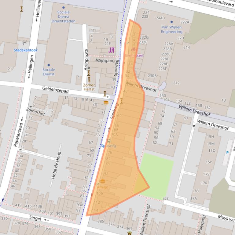 Kaart van postcodegebied 3311GV.