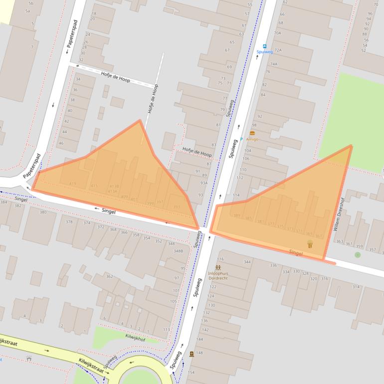 Kaart van postcodegebied 3311HG.