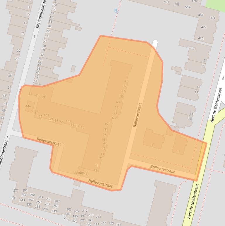 Kaart van postcodegebied 3311JB.