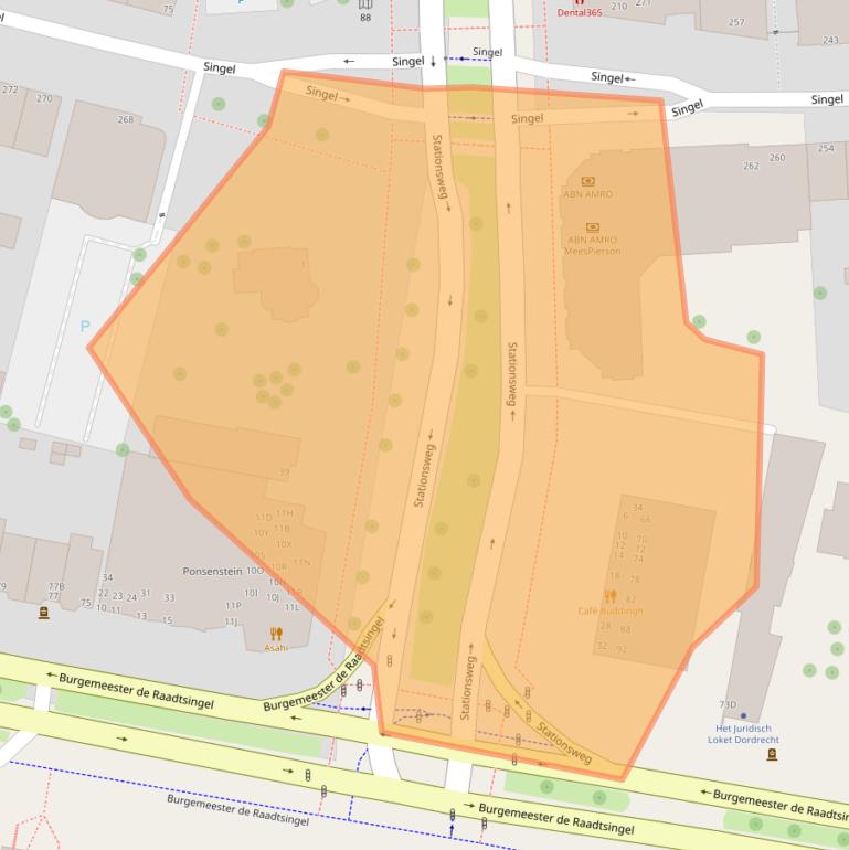 Kaart van postcodegebied 3311JW.