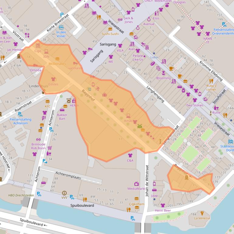 Kaart van postcodegebied 3311KE.