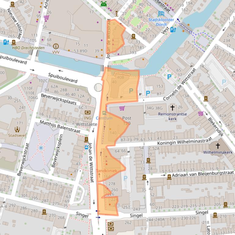 Kaart van postcodegebied 3311KJ.