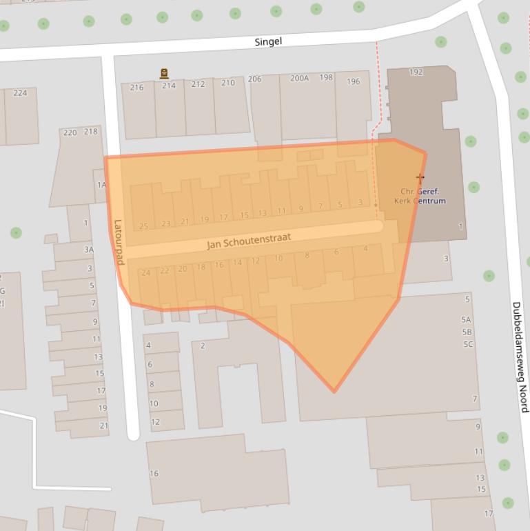 Kaart van postcodegebied 3311KL.