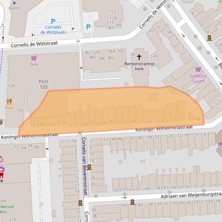 Kaart van postcodegebied 3311LM.