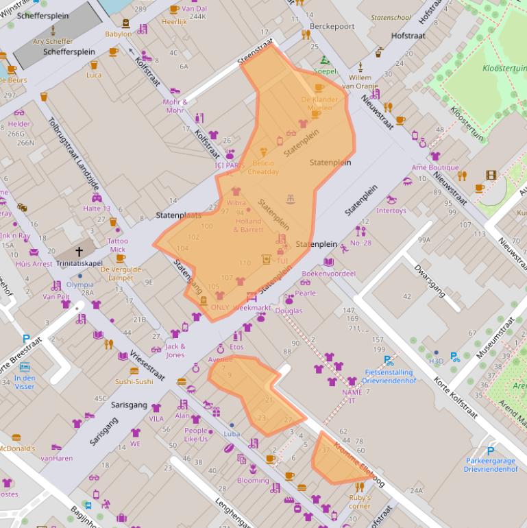 Kaart van postcodegebied 3311NH.