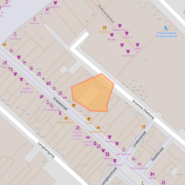 Kaart van postcodegebied 3311NJ.