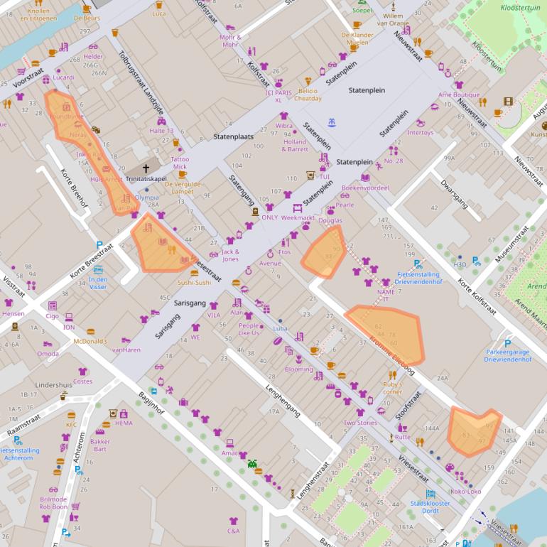 Kaart van postcodegebied 3311NN.