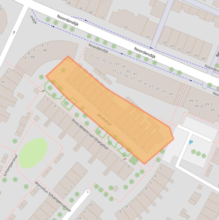 Kaart van postcodegebied 3311RC.