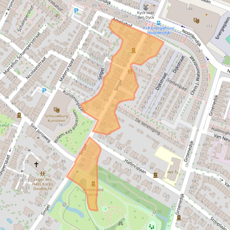 Kaart van postcodegebied 3311SJ.