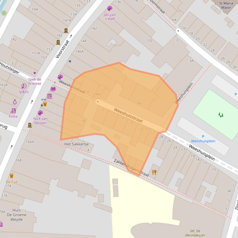 Kaart van postcodegebied 3311SZ.