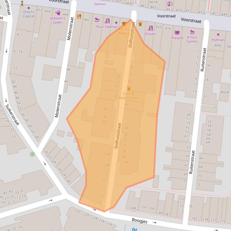 Kaart van postcodegebied 3311VE.