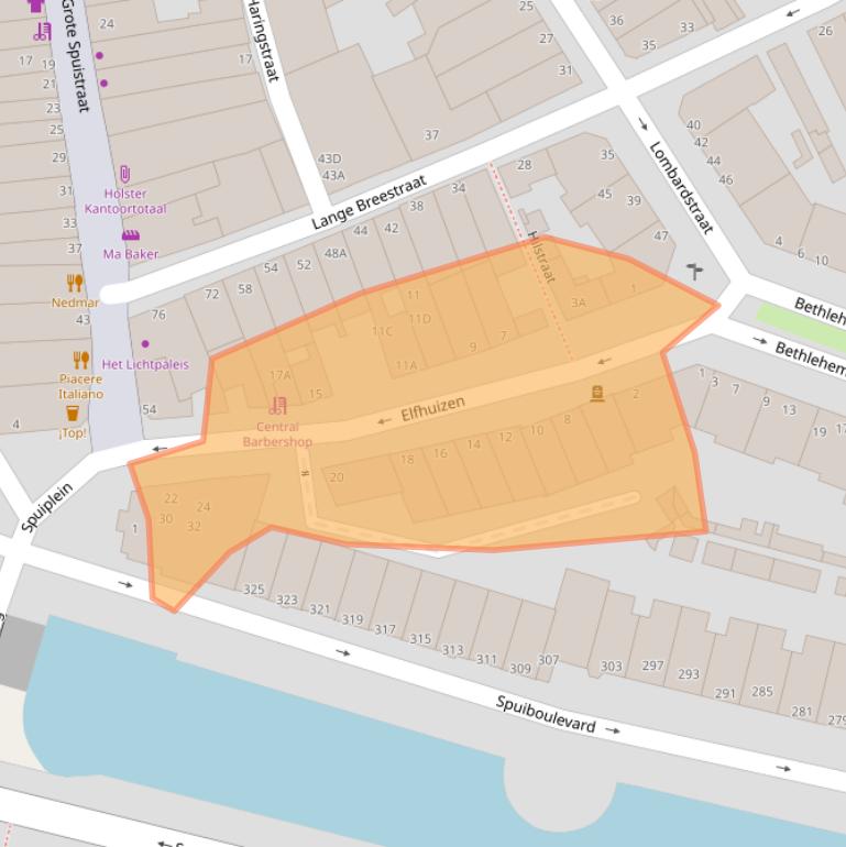 Kaart van postcodegebied 3311VG.