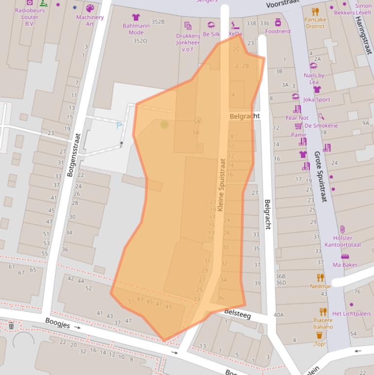 Kaart van postcodegebied 3311VJ.