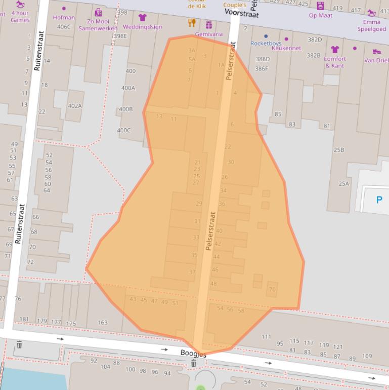 Kaart van postcodegebied 3311VP.