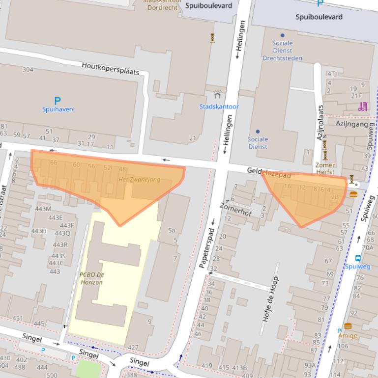 Kaart van postcodegebied 3311WE.