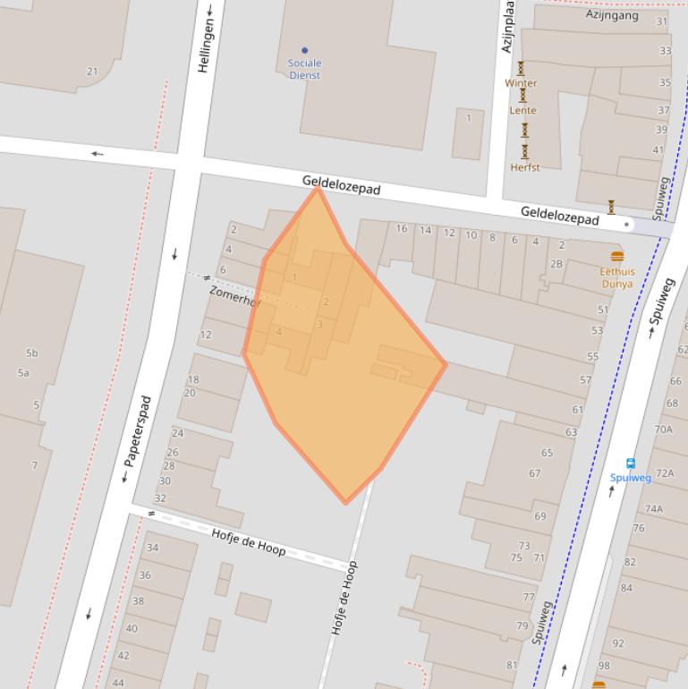 Kaart van postcodegebied 3311WZ.