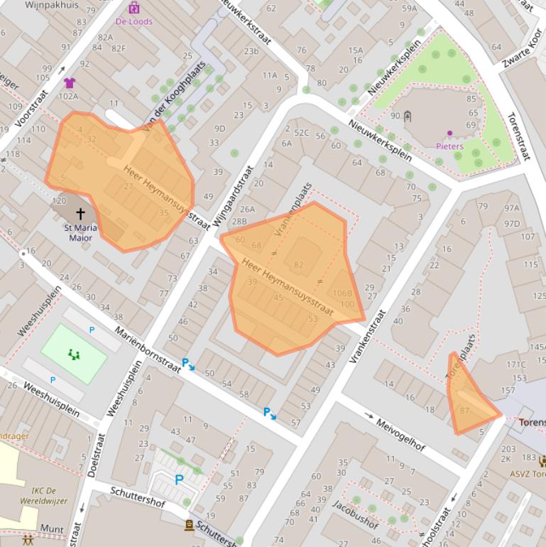 Kaart van postcodegebied 3311XE.