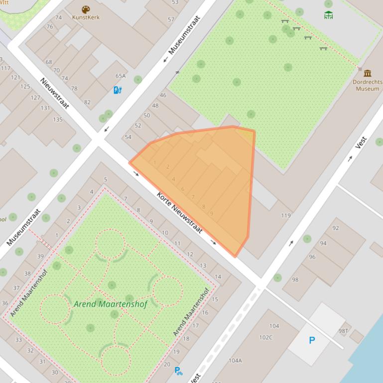 Kaart van postcodegebied 3311XJ.