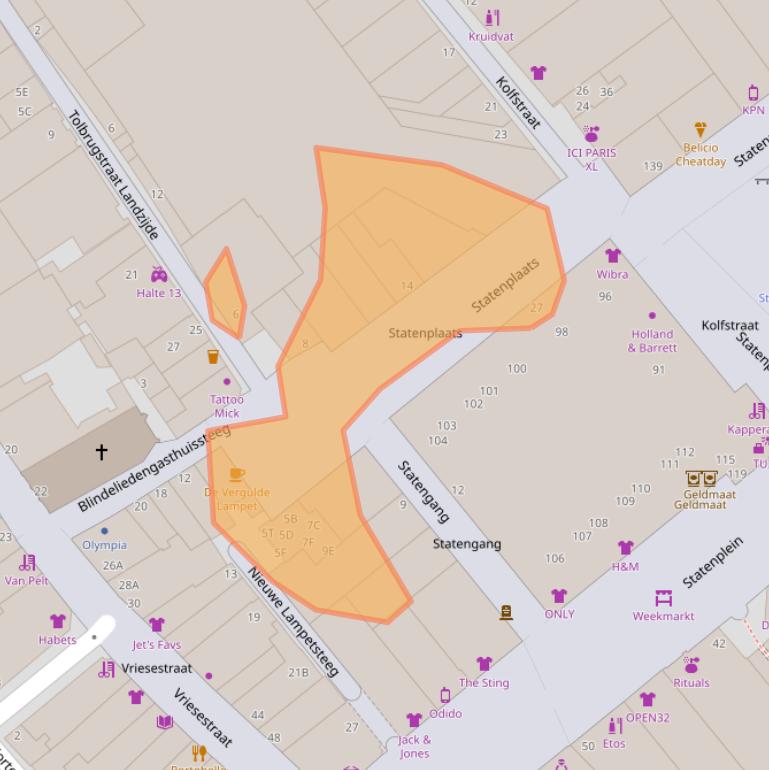 Kaart van postcodegebied 3311XV.