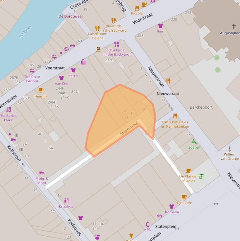 Kaart van postcodegebied 3311XW.