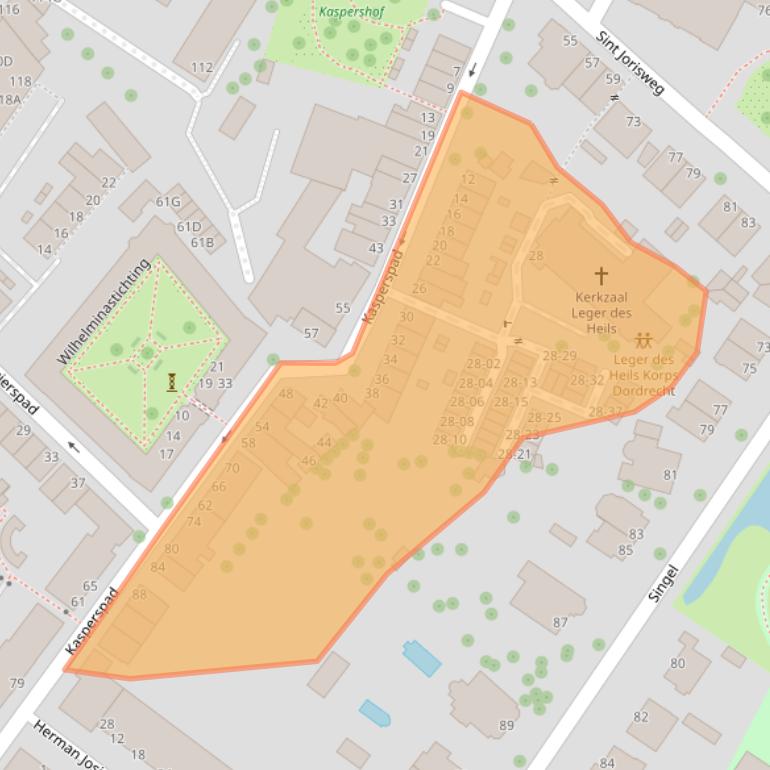 Kaart van postcodegebied 3311ZG.