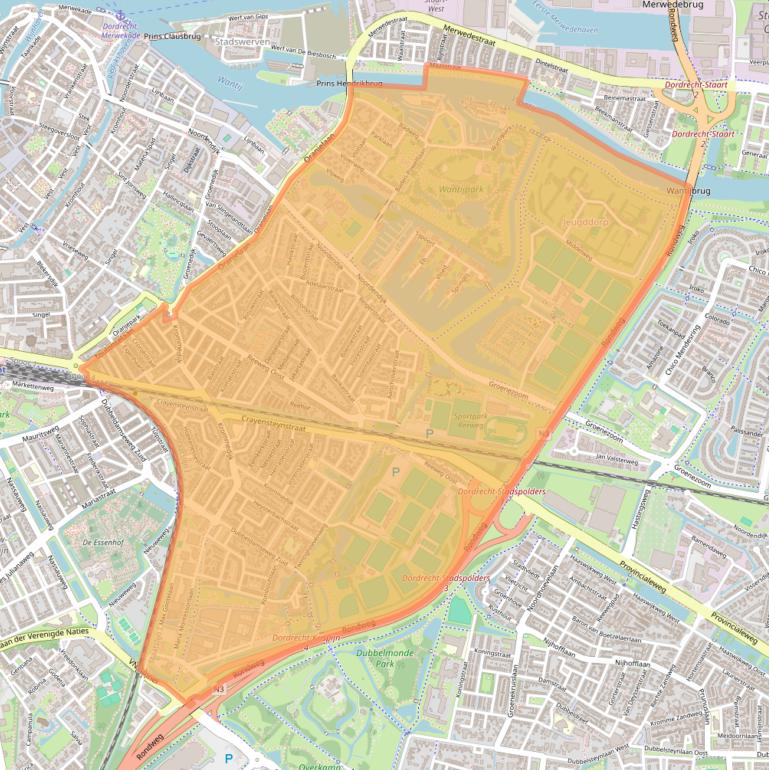 Kaart van postcodegebied 3312.