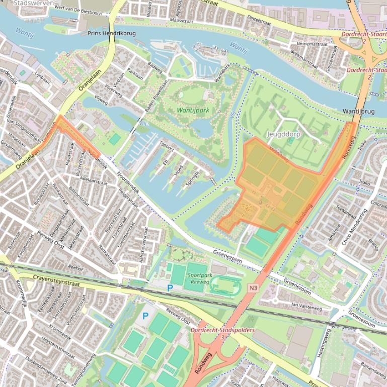 Kaart van postcodegebied 3312AD.