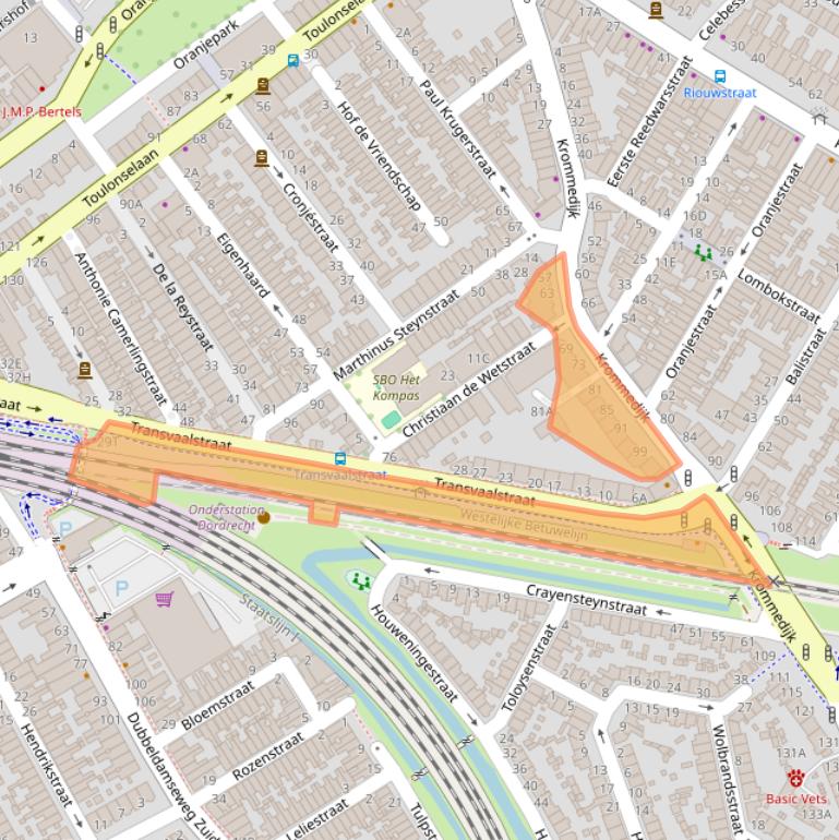 Kaart van postcodegebied 3312CE.