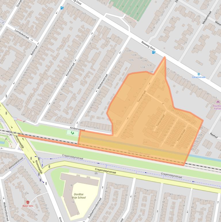 Kaart van postcodegebied 3312CW.