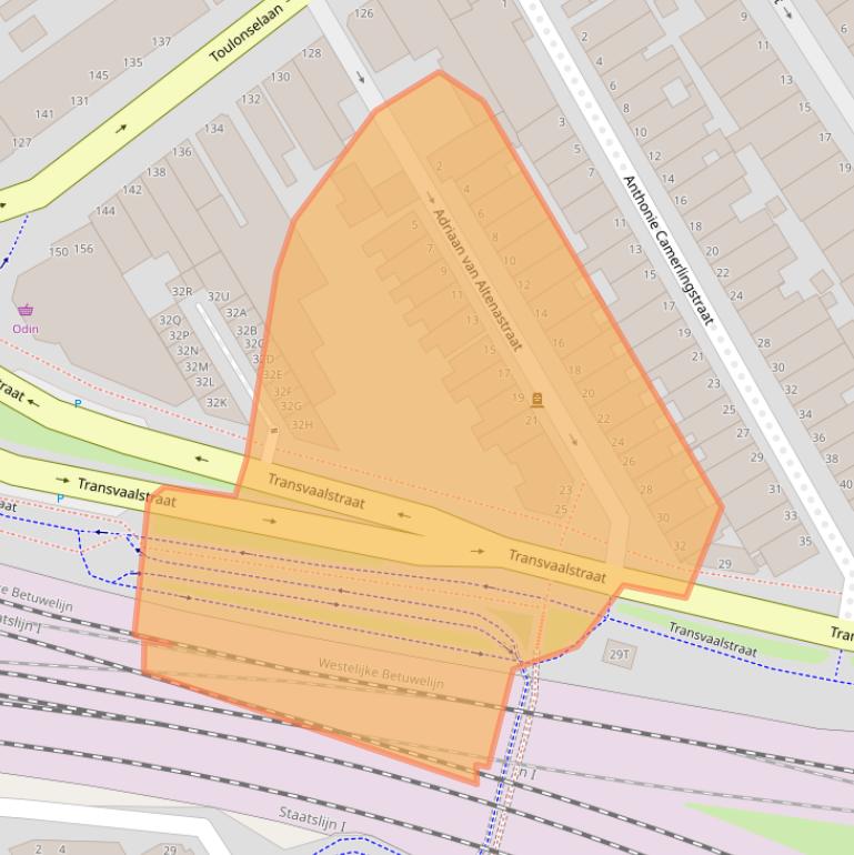 Kaart van postcodegebied 3312EB.
