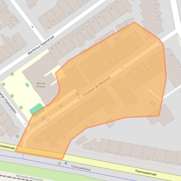 Kaart van postcodegebied 3312EC.