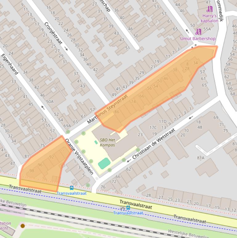 Kaart van postcodegebied 3312EN.