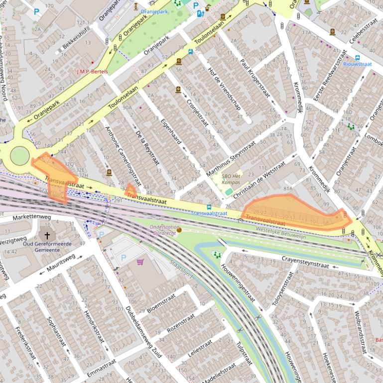 Kaart van postcodegebied 3312EX.