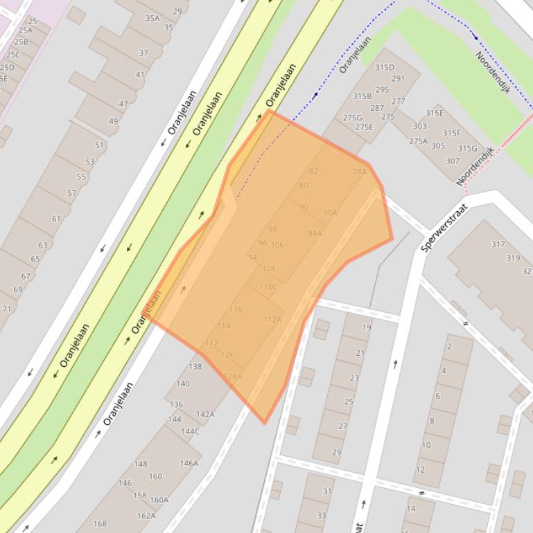 Kaart van postcodegebied 3312GJ.