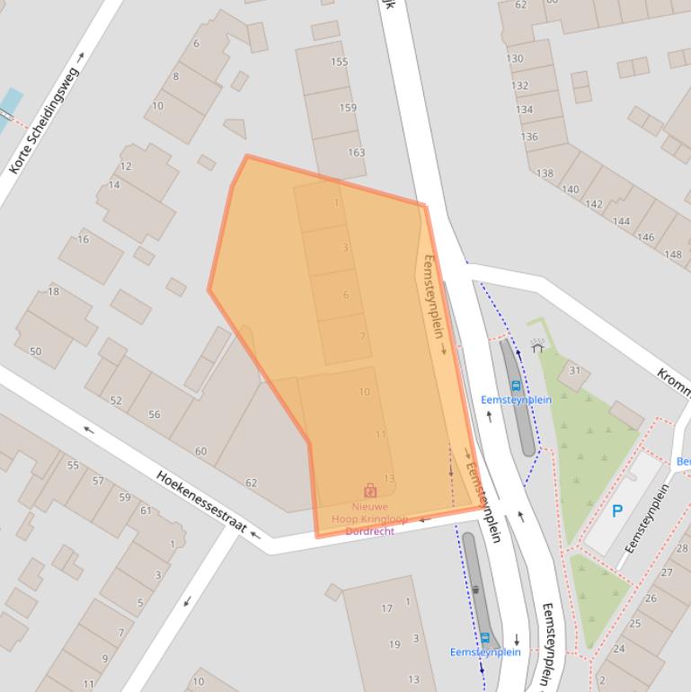 Kaart van postcodegebied 3312JA.