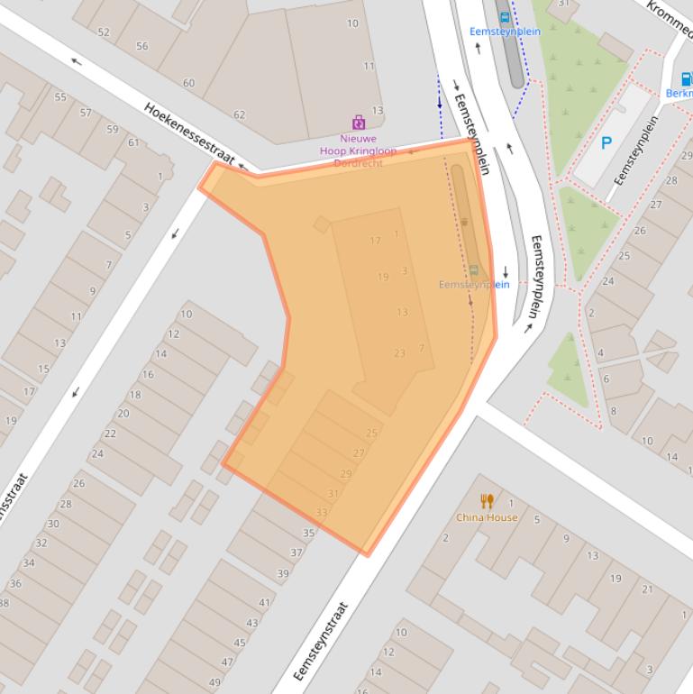 Kaart van postcodegebied 3312JC.