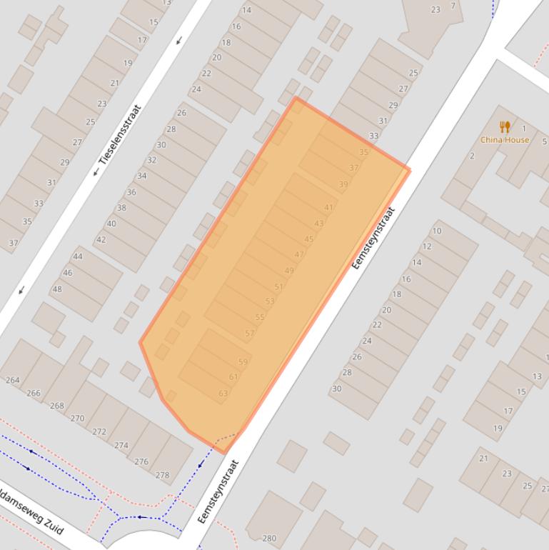 Kaart van postcodegebied 3312JD.