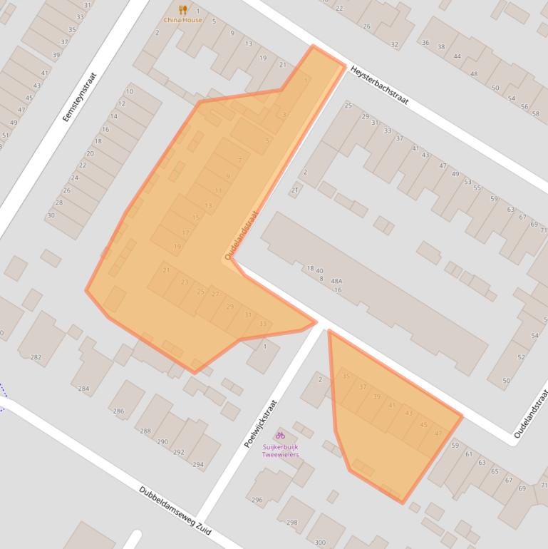 Kaart van postcodegebied 3312JP.