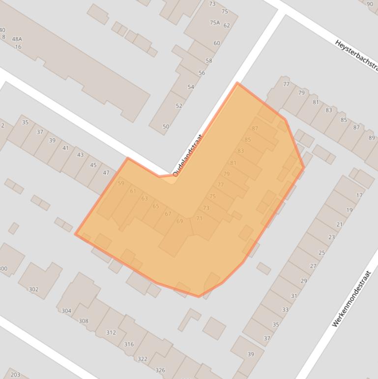 Kaart van postcodegebied 3312JR.