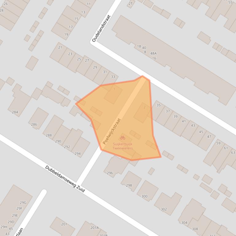 Kaart van postcodegebied 3312JT.