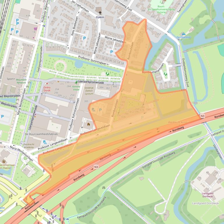 Kaart van postcodegebied 3312KP.