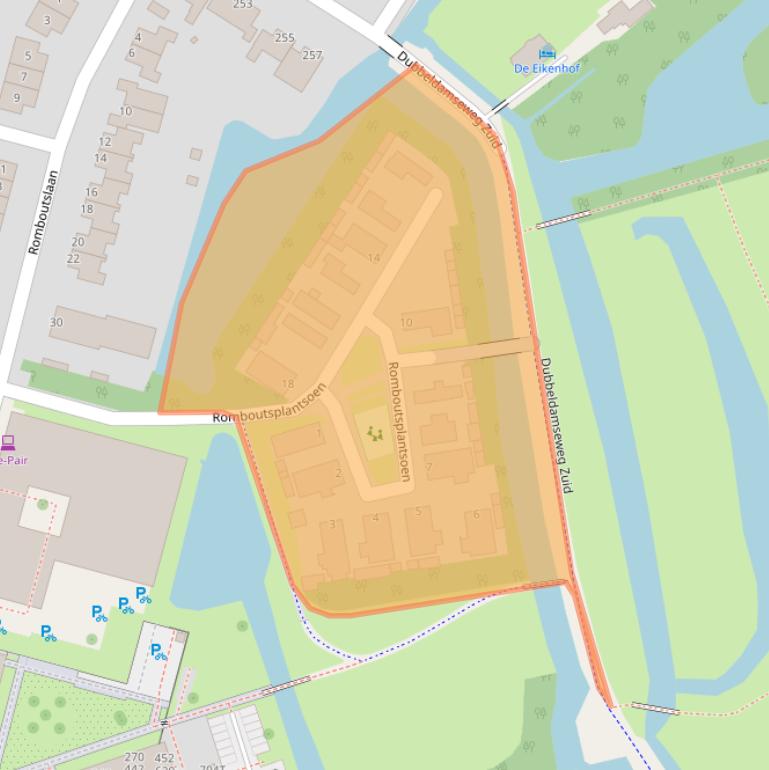 Kaart van postcodegebied 3312KV.