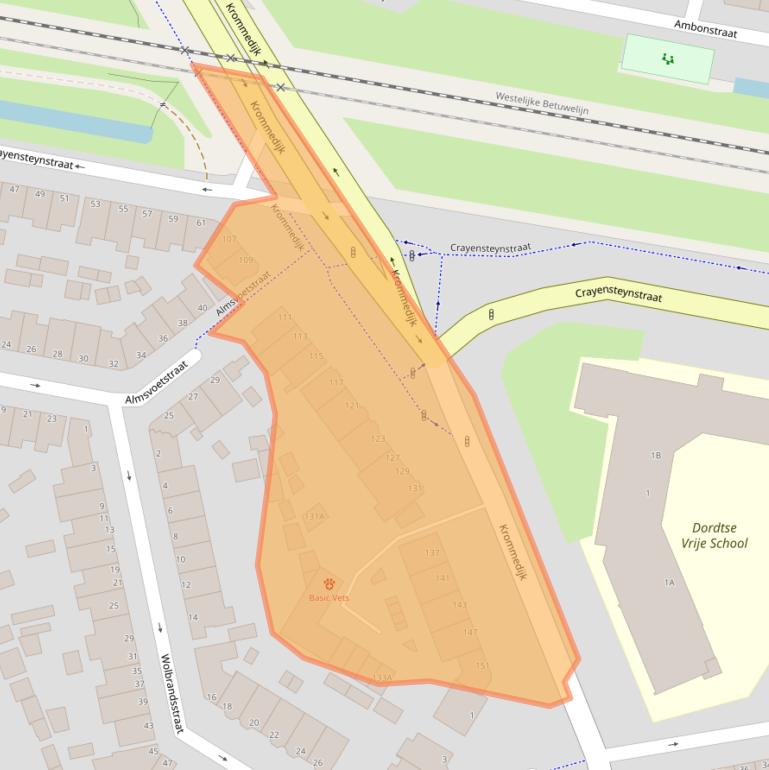 Kaart van postcodegebied 3312LC.