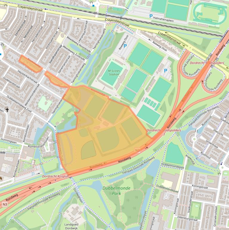 Kaart van postcodegebied 3312LE.
