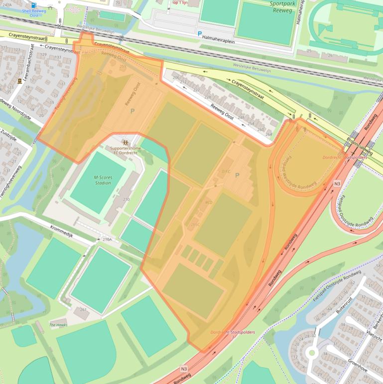 Kaart van postcodegebied 3312LK.