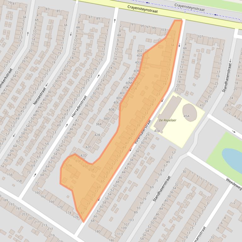 Kaart van postcodegebied 3312NV.