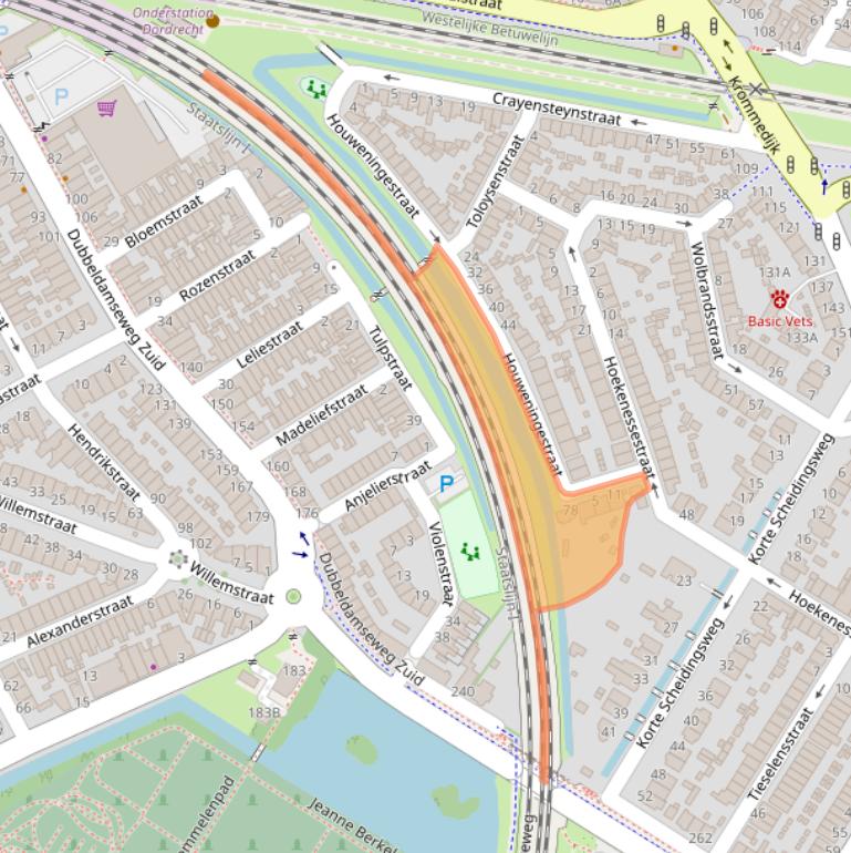 Kaart van postcodegebied 3312PE.