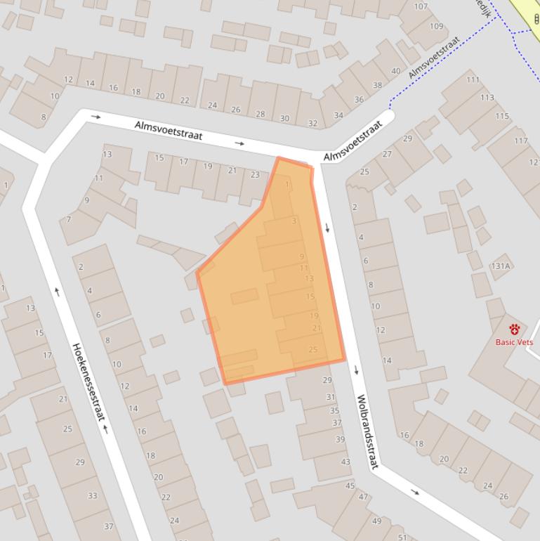 Kaart van postcodegebied 3312PT.