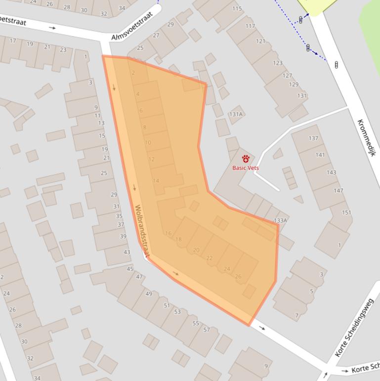 Kaart van postcodegebied 3312PW.